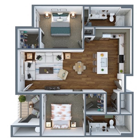 Floor plan for 2 beds, 2 baths, 1120 sqft